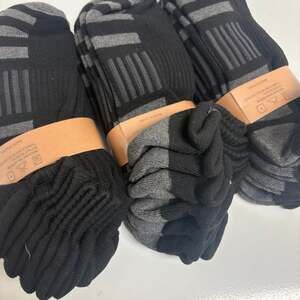 12 Pair Lot Black & Gray Cushioned Ankle Socks Athletic Work Everyday